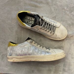 P448 Silver and Gold Sneakers